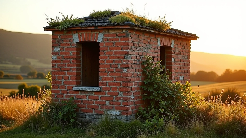Historic stone signal box structure with weathered brick walls and small window openings
