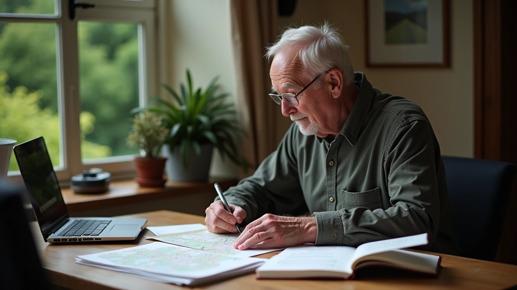Content creator reviewing route documentation and maps